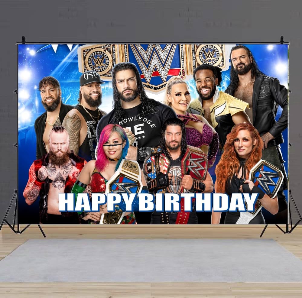 Image of Wall Decor Backdrop for Wresting Themed Decorations, Wresting Banner for Birthday Party Supplies (5x3ft)