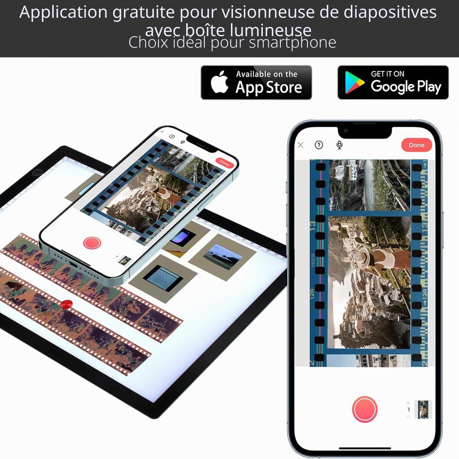 Tablette lumineuse pour diapositives et numérisation négative de film, format A4 ultra fin, rétro-éclairage magnétique avec 3 niveaux de luminosité, alimentation USB