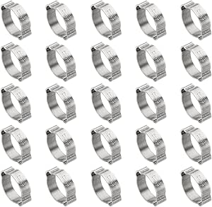 PATIKIL 50 Pcs 13-15mm Double Ear Clamp Clamp O-Ring Crimp