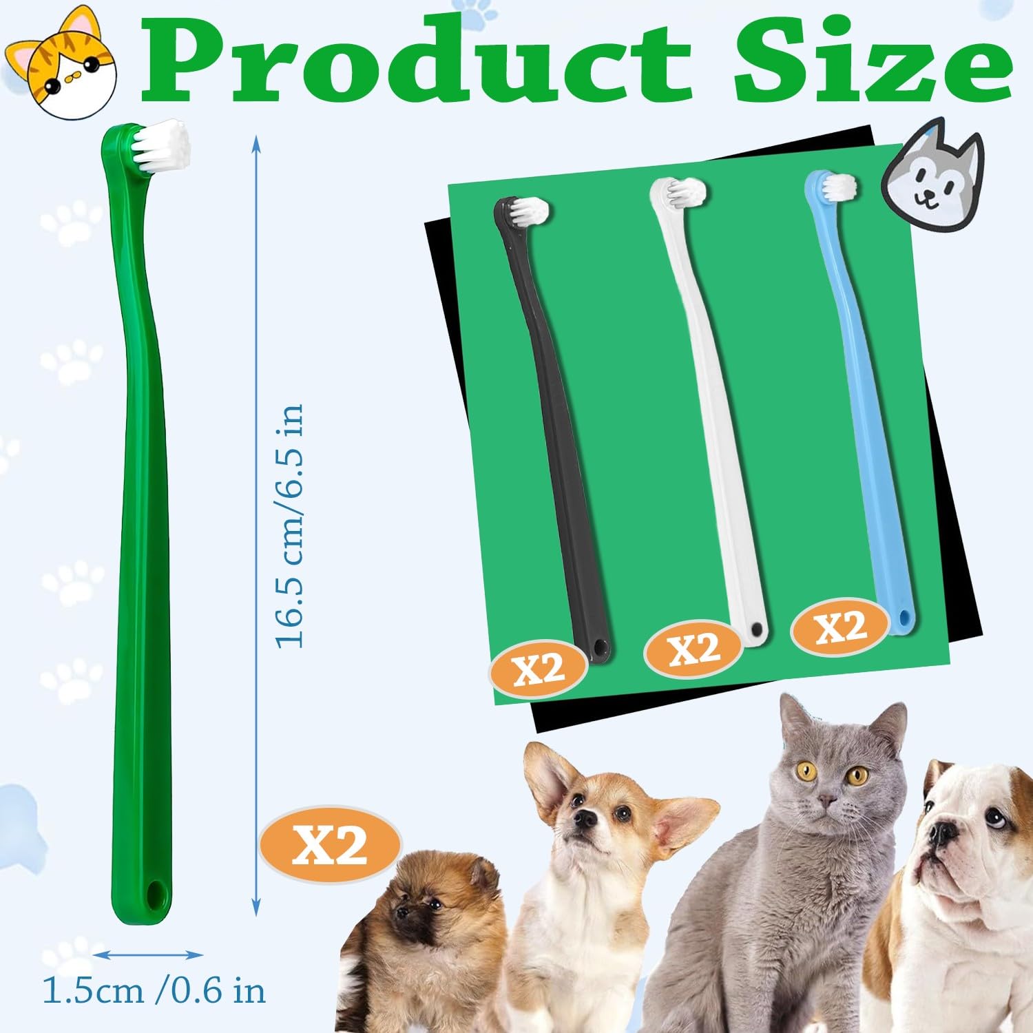 Denipry 8 Pcs Small Dog & Cat Toothbrush Pet Dental Care Toothbrushes for Dogs and Cats Tooth Cleaner Care Oral Hygiene Tooth Brush for Sensitive Pet Teeth Gums - Image 2