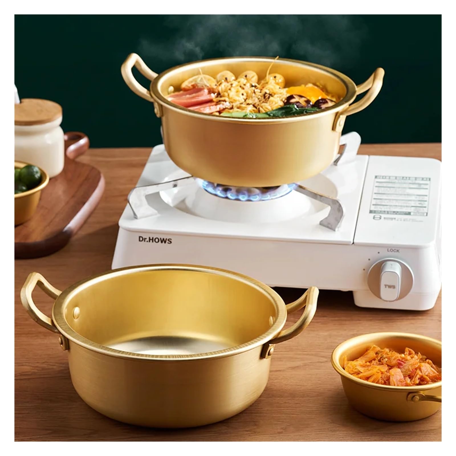 Kochtopf Hotpot Mini Nudel Topf Kochgeschirr Ramen Camping Topf Doppel Ohren Mit Deckel Suppentopf Instant Nudeln Topf(Al alloy16cm)