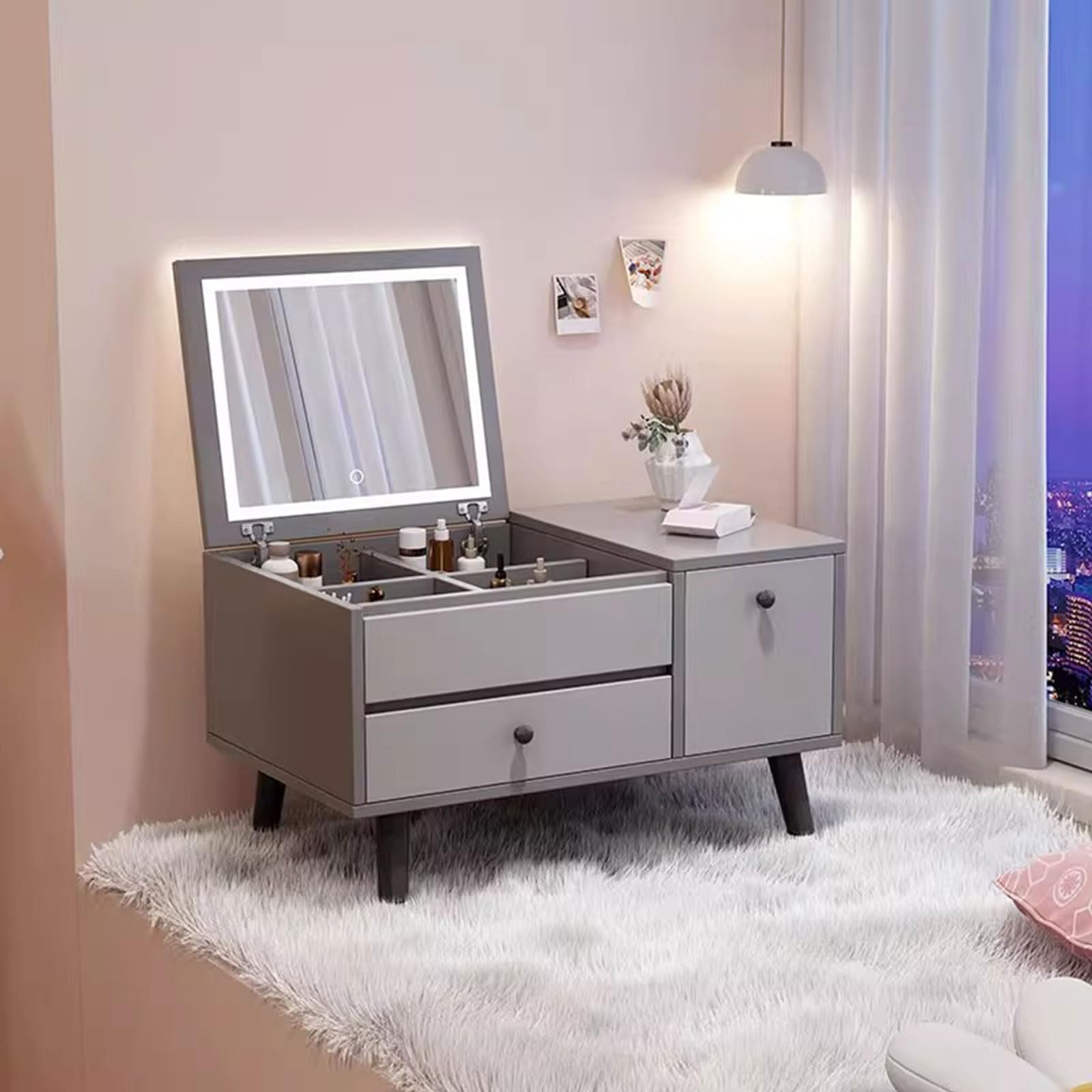 Bureau compact gris parfait pour votre studio ou dortoir