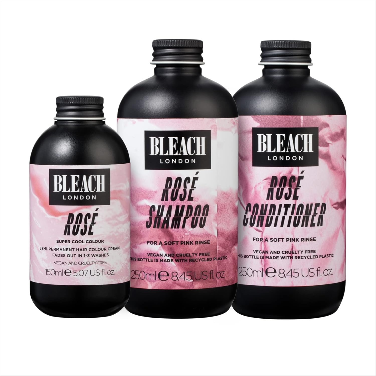 (Pack of 3) BLEACH LONDON Rose Shampoo 250ml & Rose Conditioner 250ml