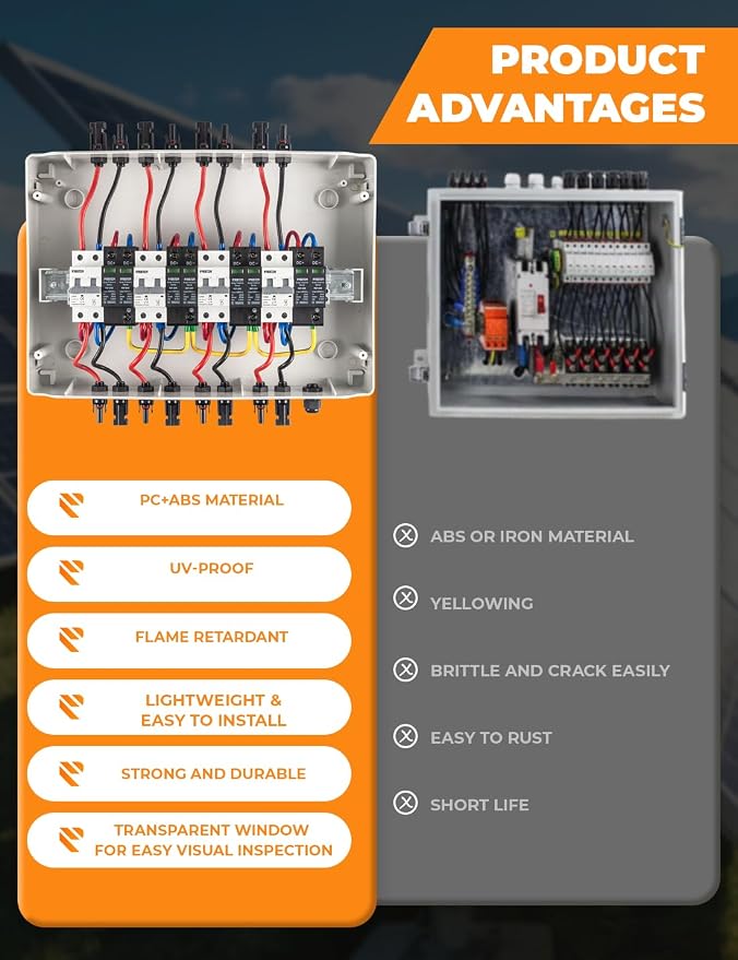 Caja de distribución solar 60A 1000V DC con protección SPD miniatura 5