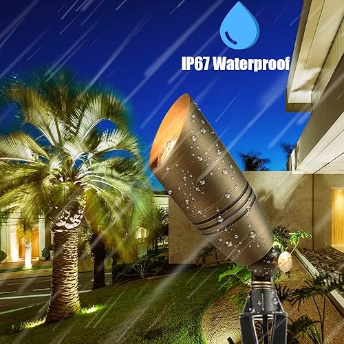 Miniatura 3 de Foco LED de latón Uplight de 12 V de bajo voltaje para paisaje, iluminación al aire libre, impermeable, de latón macizo, foco de iluminación de