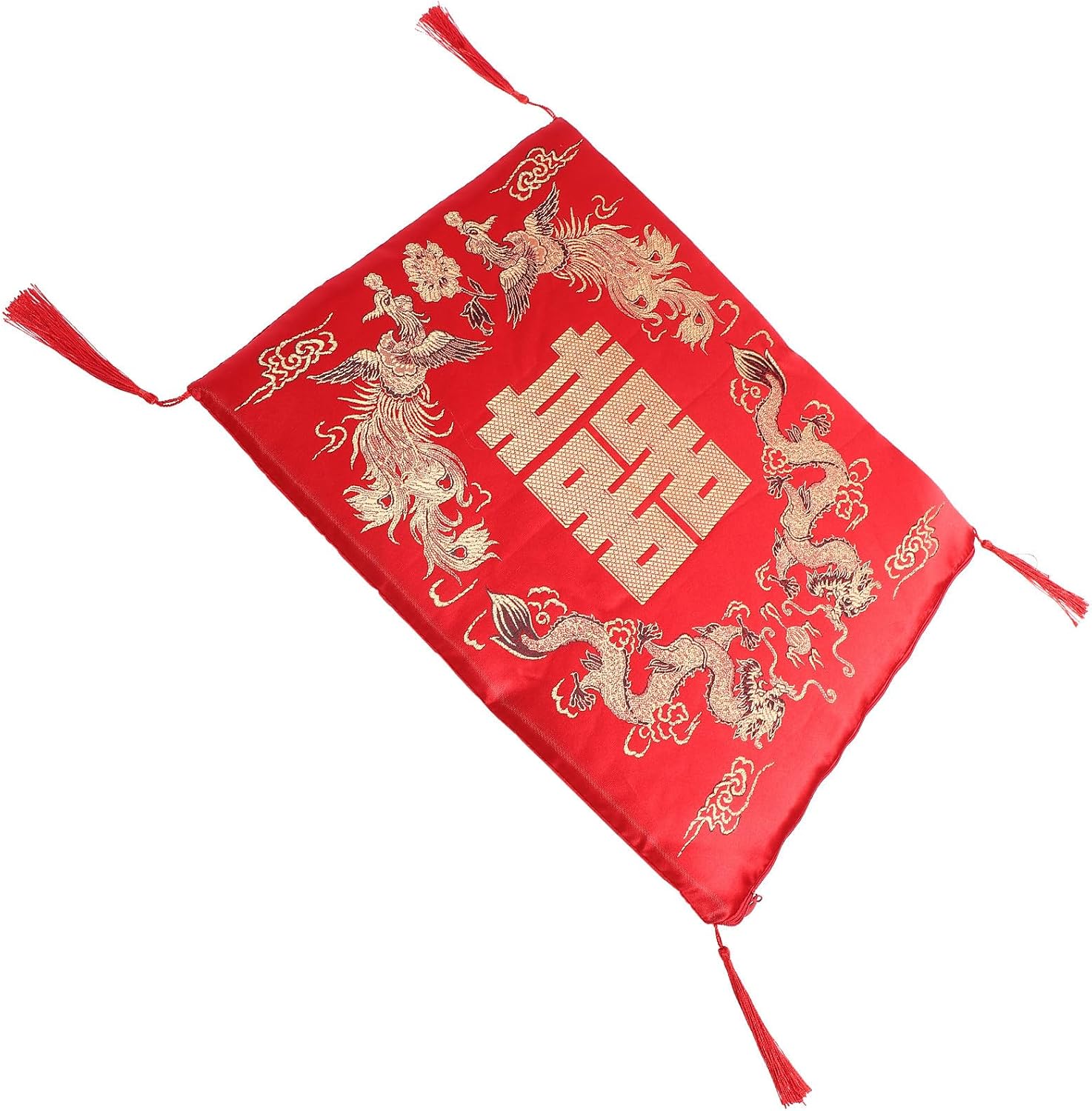 Chinese Classical Square Chair Pad with Dragon Phoenix Pattern
