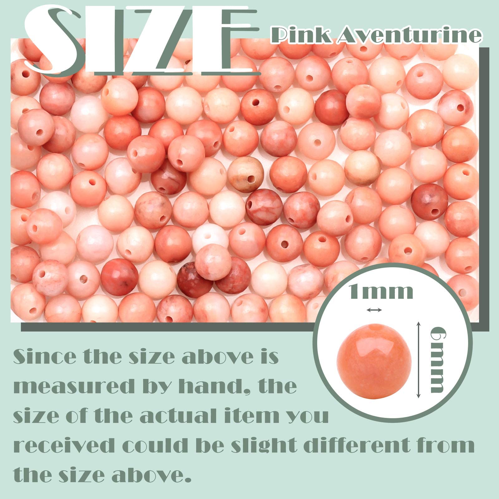 6mm Round Pink Aventurine Gemstone Beads - Image 2