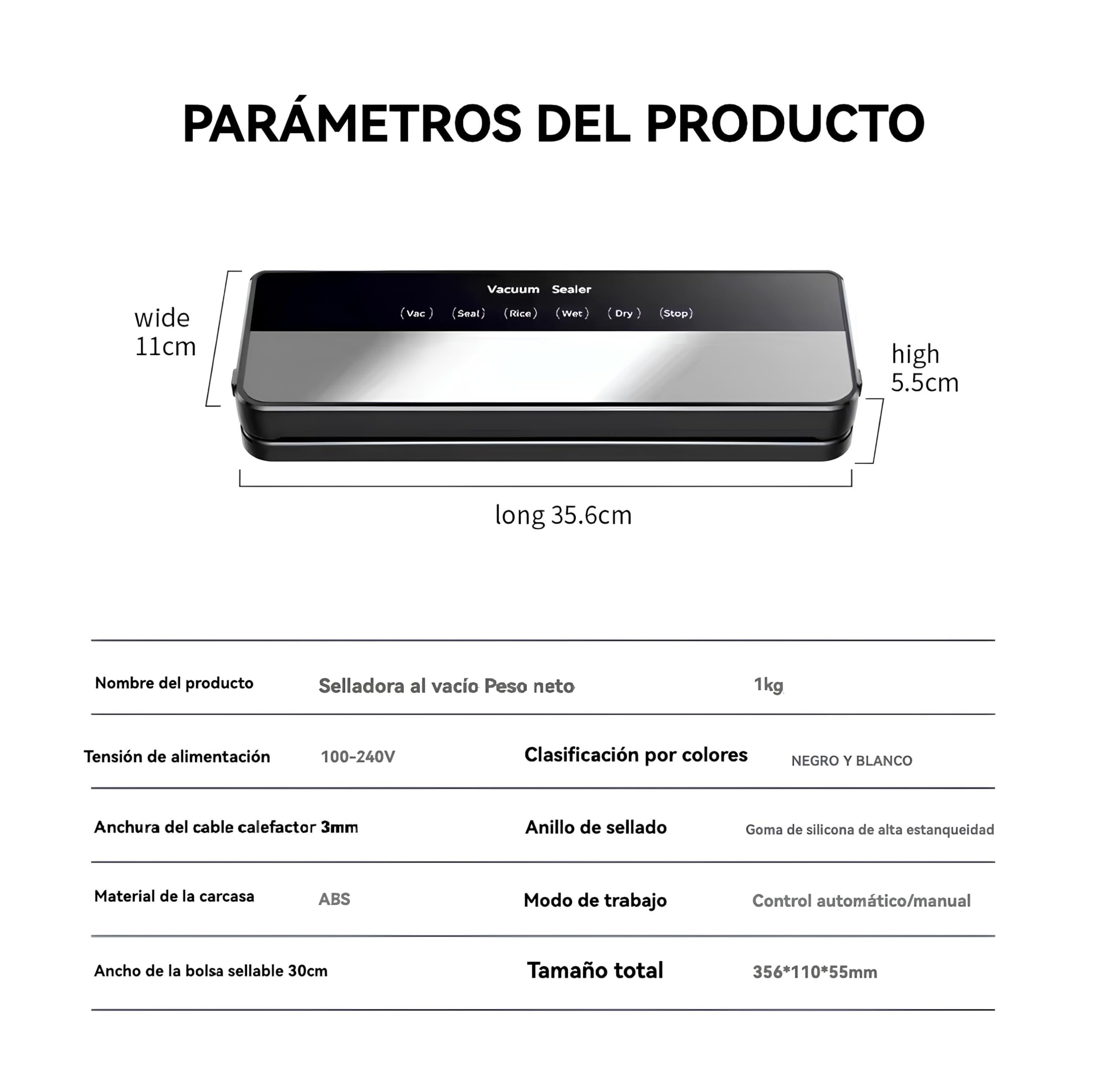 Envasadora al Vacío Doméstica Profesional - Selladora de Alimentos con Succión 80Kpa y 5 Modos para Conservación Óptima de Comida Fresca — view 9