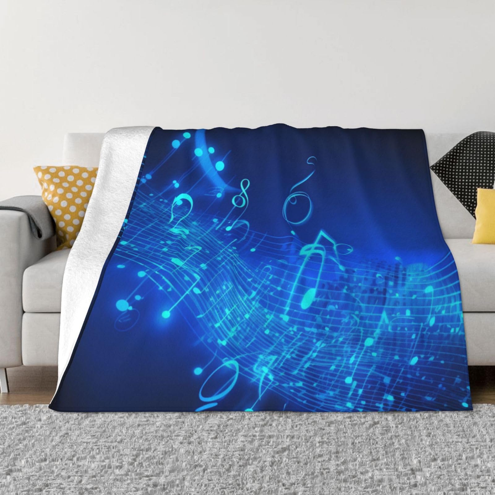 Couverture polaire chaude et légère en flanelle bleue réversible
