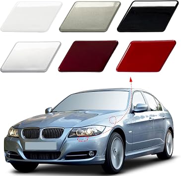 Front Bumper Headlight Washer Nozzle Cover Cap Fit for BMW 3 Series E90 E91 2009 2010 2011 61677211209 61677211210 Unpainted, Left Driver Side