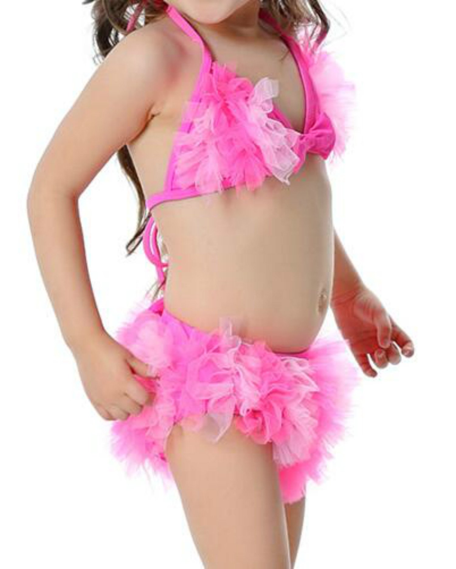 Colygamala Baby Girl's Lovely Swimwear Bikini with Hat Set of 3 /Rose red/Purple