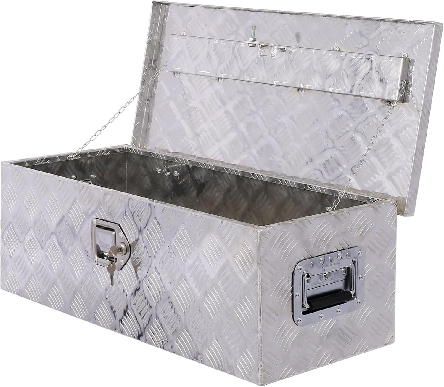 30 Inch Truck Tool Box, Aluminum Truck Bed Toolbox Waterproof Storage Pick Up Truck Bed RV Trailer Toolbox Truck Tools Chest Box with Side Handle Lock Keys for Pickup RV Truck ATV Trailer Silver
