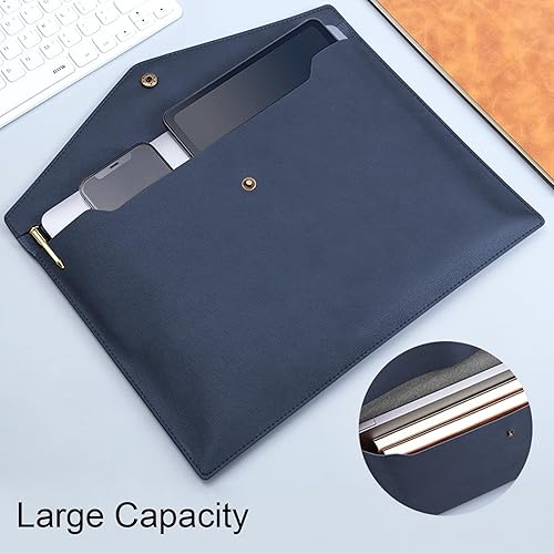 Miniatura 11 de VANRA Carpetas de archivo de piel sintética A4, soporte para documentos, sobre impermeable, organizador de archivos para tamaño carta con cierre