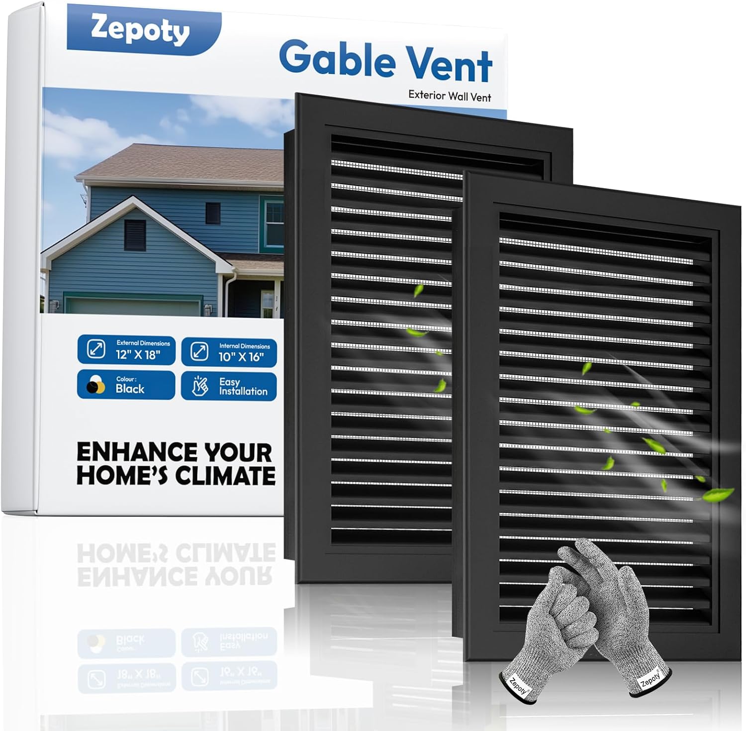 2 Pack Aluminum Gable Vent 12 x 18 with Screen Nepal Ubuy