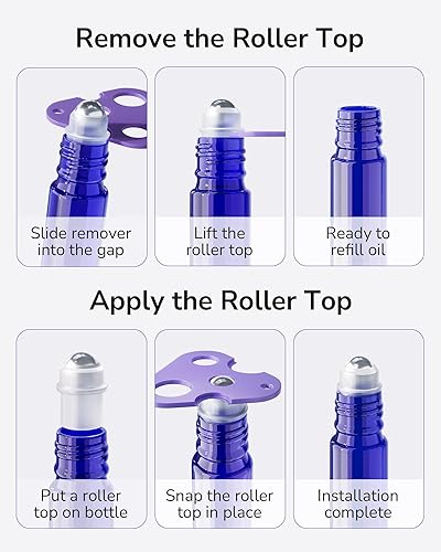 Miniatura 6 de ULG Essential Oil Roller Bottles 48 Pack 10ml Cobalt Blue Glass Empty Bottles with Stainless Steel Roller Balls