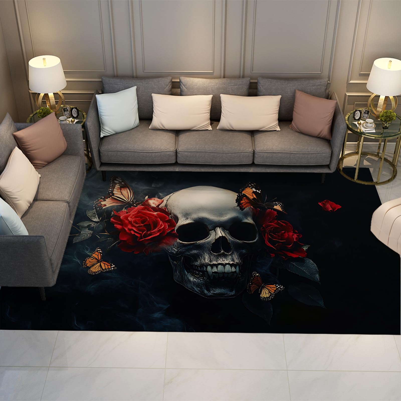 Tapis antidérapant Halloween lavable grand format pour entrée