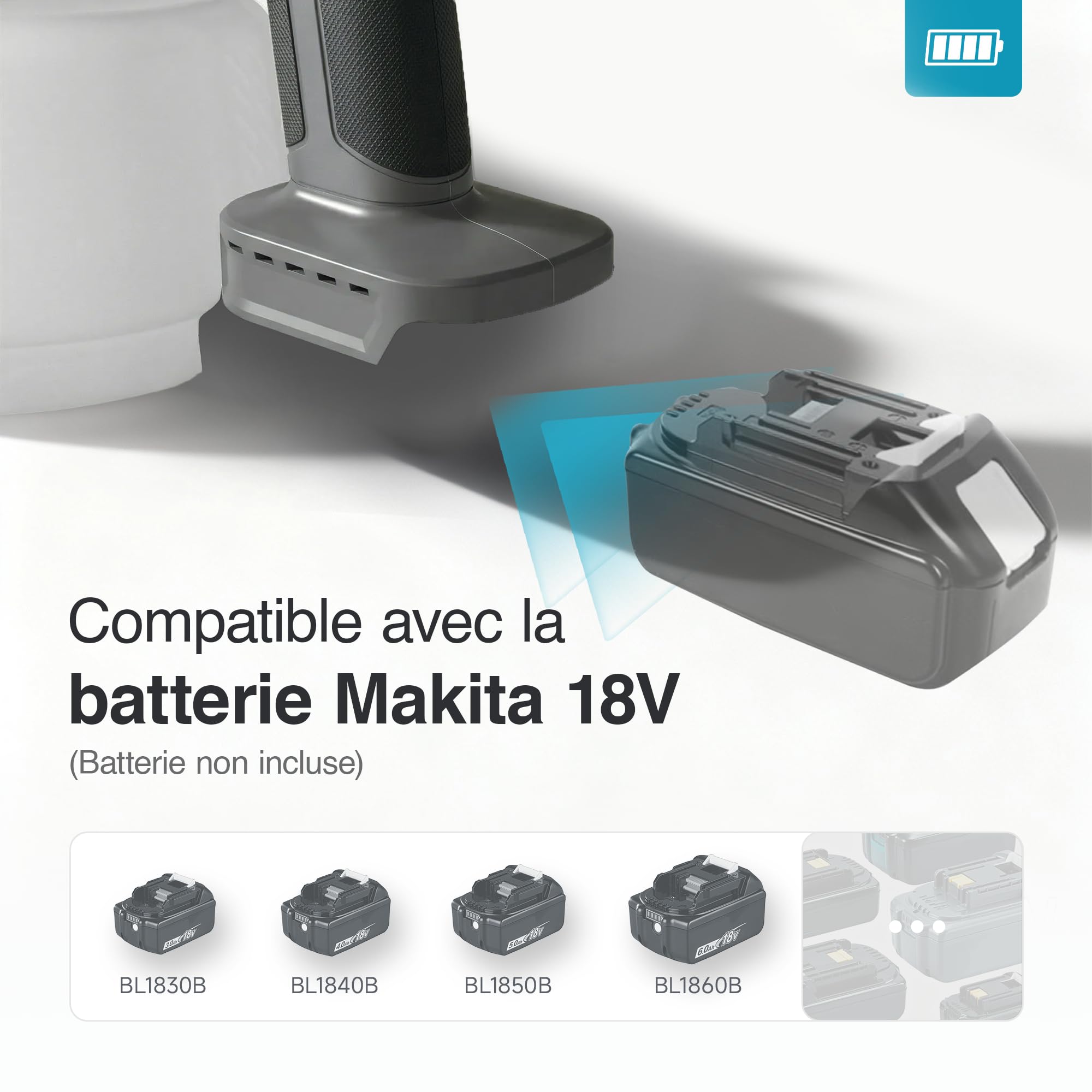 Tilswall Pistolet a Peinture Shark700, Compatible Makita 18V(sans Batterie) | Réservoir Latéral 1300 ML, Pistolet Peinture Électrique avec Moteur sans Balais, Facile à Utiliser et Nettoyer, sans fil