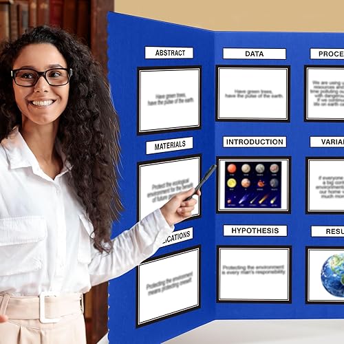 Miniatura 10 de Paterr Tablero de póster triple con bolsa de almacenamiento, tela de gancho y bucle, tablero de presentación plegable de 3 paneles para ferias de
