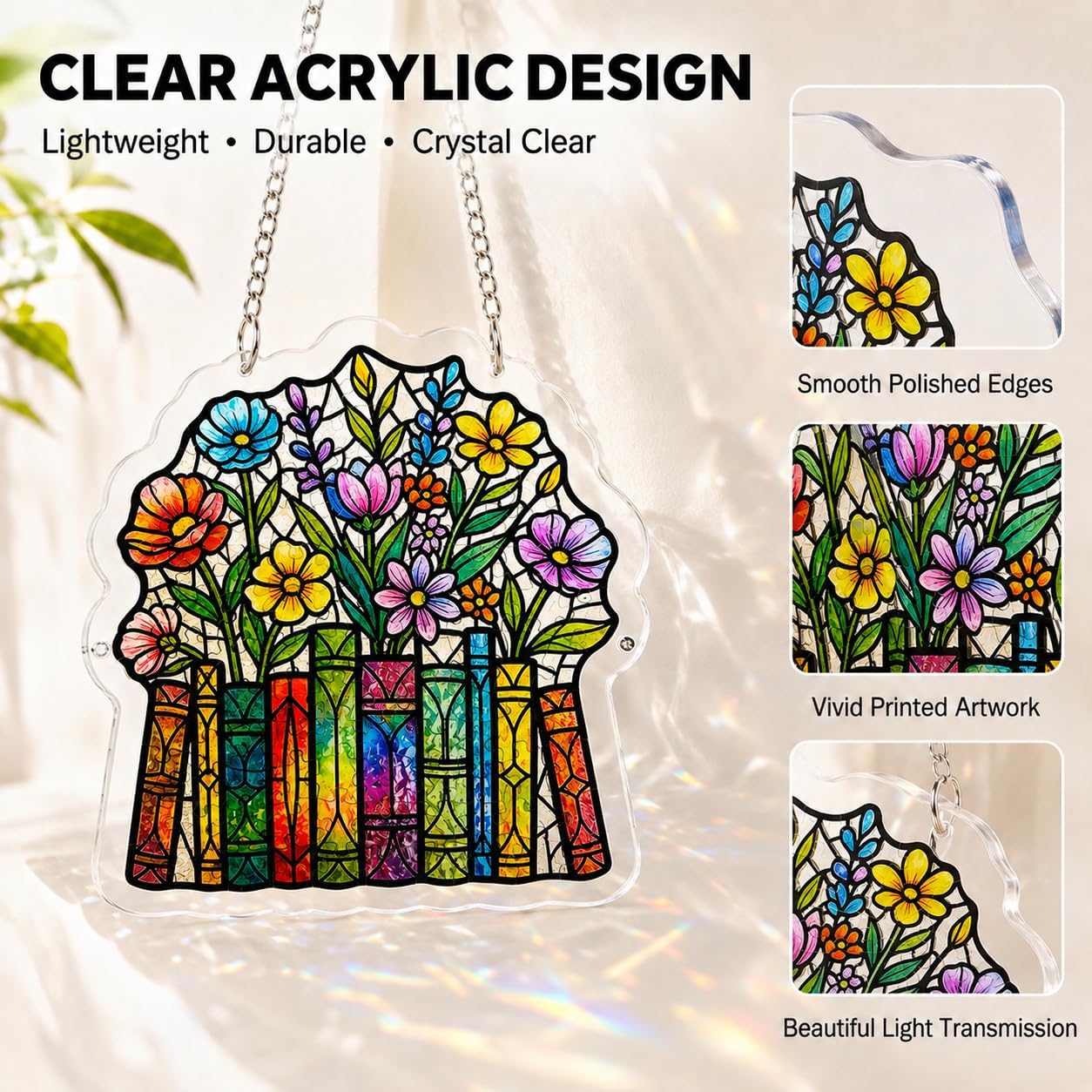 TwoDays Acrylic Puzzle Suncatcher, Stained Glass Gifts for Book Lovers
