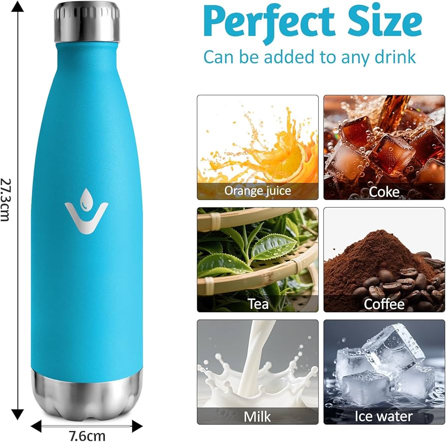 Borraccia Termica Motswedi 500 Ml In Acciaio Inox 18/8 - Doppia Parete, Senza BPA, Mantiene Caldo 12h E Freddo 24h, Nero - 10