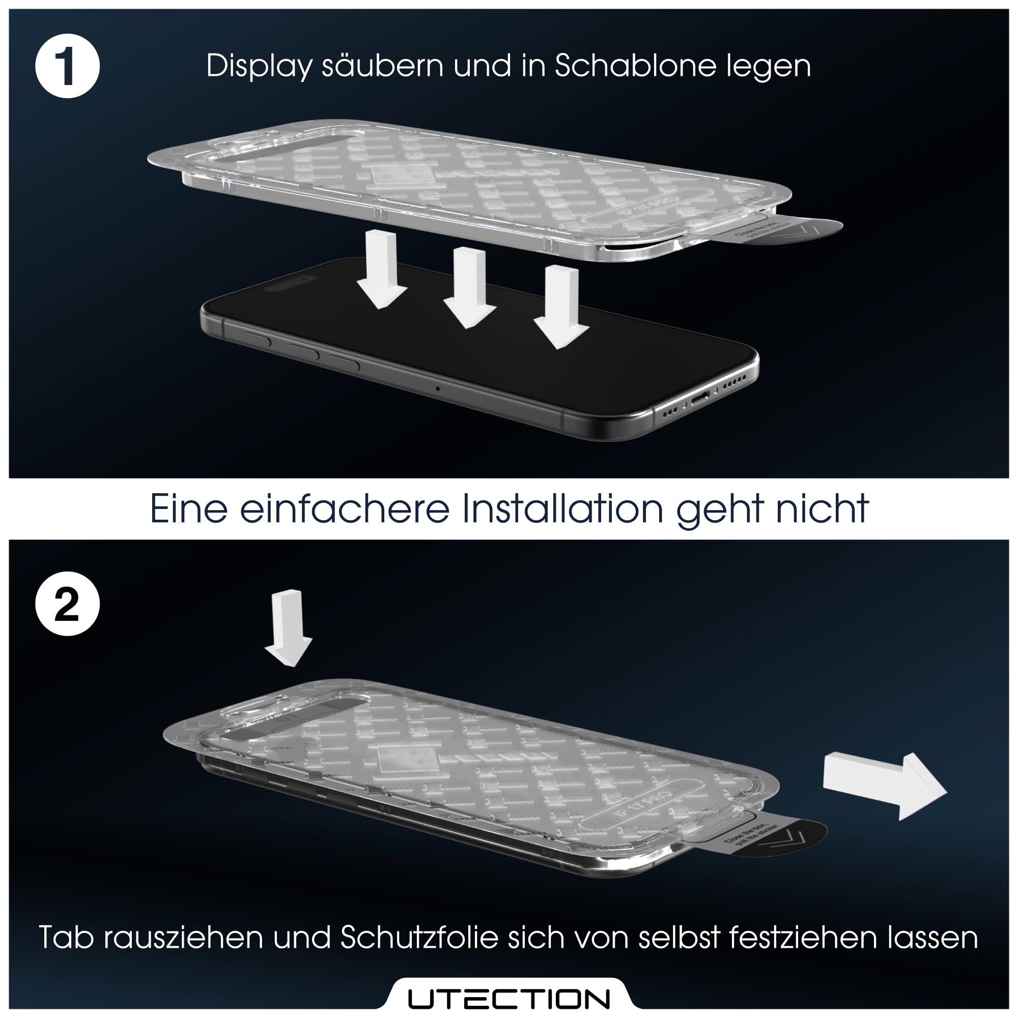 UTECTION 3X Panzerfolie [Besser als Glas] für iPhone 17 PRO - Unzerstörbarer Displayschutz - Perfekte passform - Schutzfolie mit ALLEN Hüllen kompatibel - Super Haptik & Kinderleichte Anbringung