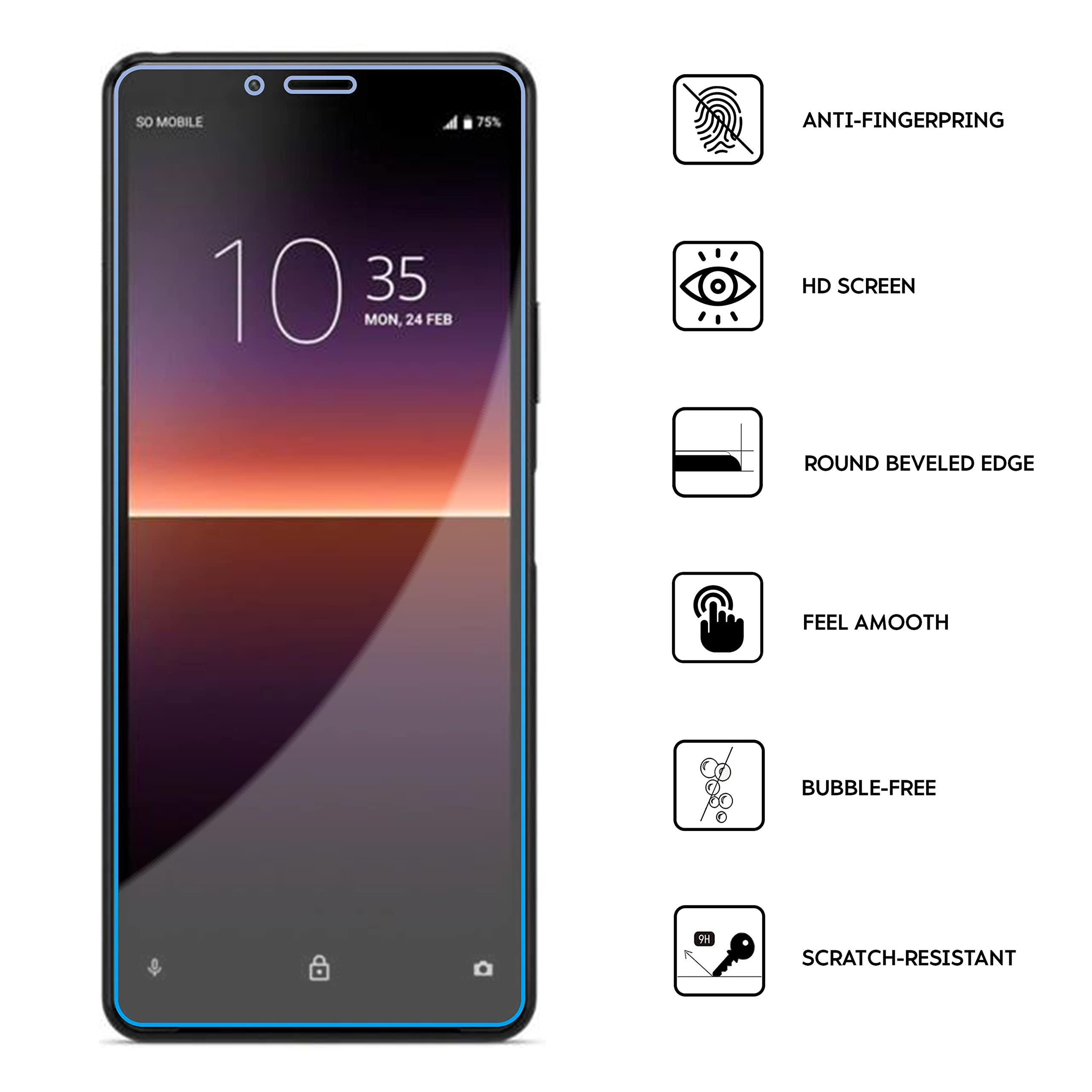 N NEWTOP Pellicola Compatibile con Sony Xperia 1 II, GLASS FILM 0.3mm 9H Vetro Temperato Proteggi Schermo Display Anti Urto Protezione (2 Pezzi