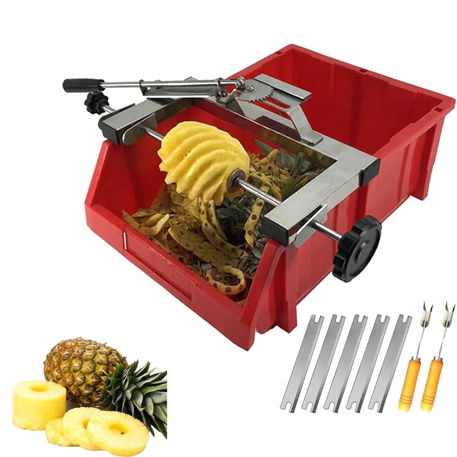 MObyat Machine À Éplucher L'ananas, Éplucheur Coupe-Ananas avec Accessoires, Levier Gauche Et Droit Réglable/Haute Efficacité, Ce Qui La Rend Parfaite pour Les Cadres en Plastique De 30 À 36 Cm