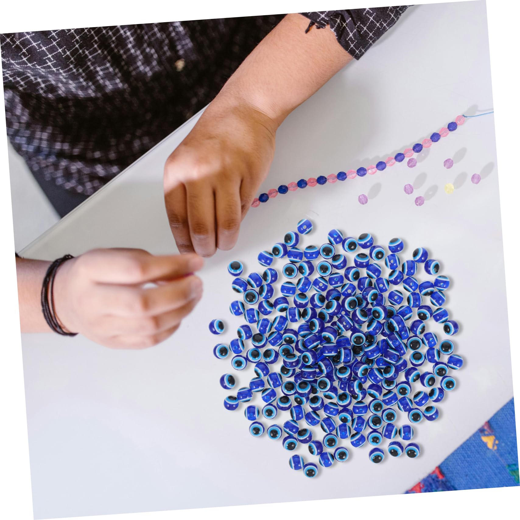 SHINEOFI 600stücke Blaues Augen-design Resin Runde Spacer Perlen Für Armbänder Und Bastelprojekte Für Kreative Schmuckherstellung Und Heimdekoration