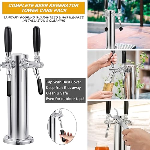 Miniatura 6 de FERRODAY Grifo ajustable de mango largo mejorado Torre Kegerator Torre de cerveza doble grifo Torre de cerveza Dispensador de torre de cerveza Grifo