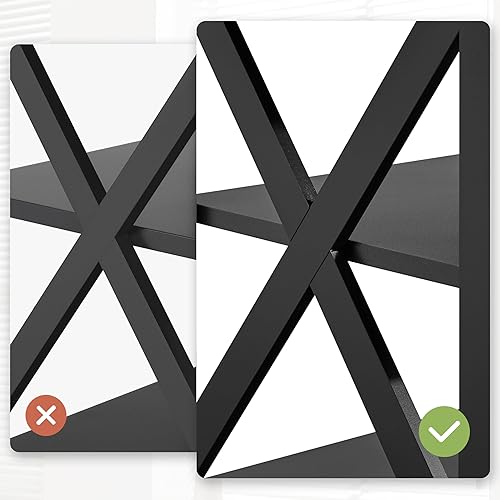 Miniatura 17 de Yaheetech Mesa auxiliar de sofá de 3 niveles con estante, mesa auxiliar resistente en forma de X para sala de estar, unidad de exhibición,