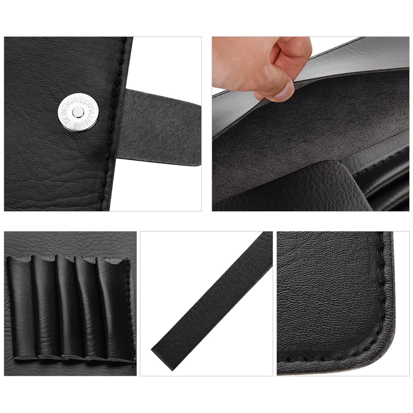Wisecoco Bolsa para Guardar Herramientas de Peluquería, Bolsa de Tijeras de Peluquería de Cuero Profesional, Multifuncionales Portátiles Tijeras Peine Estuche de Almacenamiento, para Peluqueros(Negro)