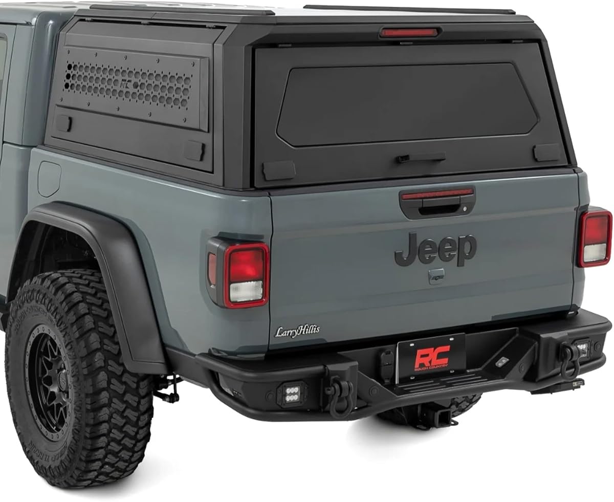 Rough Country Truck Bed Cap Topper for Jeep Gladiator (2020-2025) - Modular Design, Locking Gullwing Access Doors, Molle Panels, LED Interior Lighting