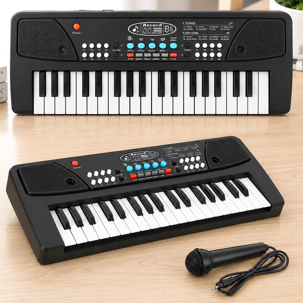 VGRASSP Digital Music Piano Keyboard for Kids with Microphone Portable Electronic Keyboards for Beginners Musical Toy Pianos for Girls Boys Ages 3-8 (BF430A1 37 Keys)-image-37