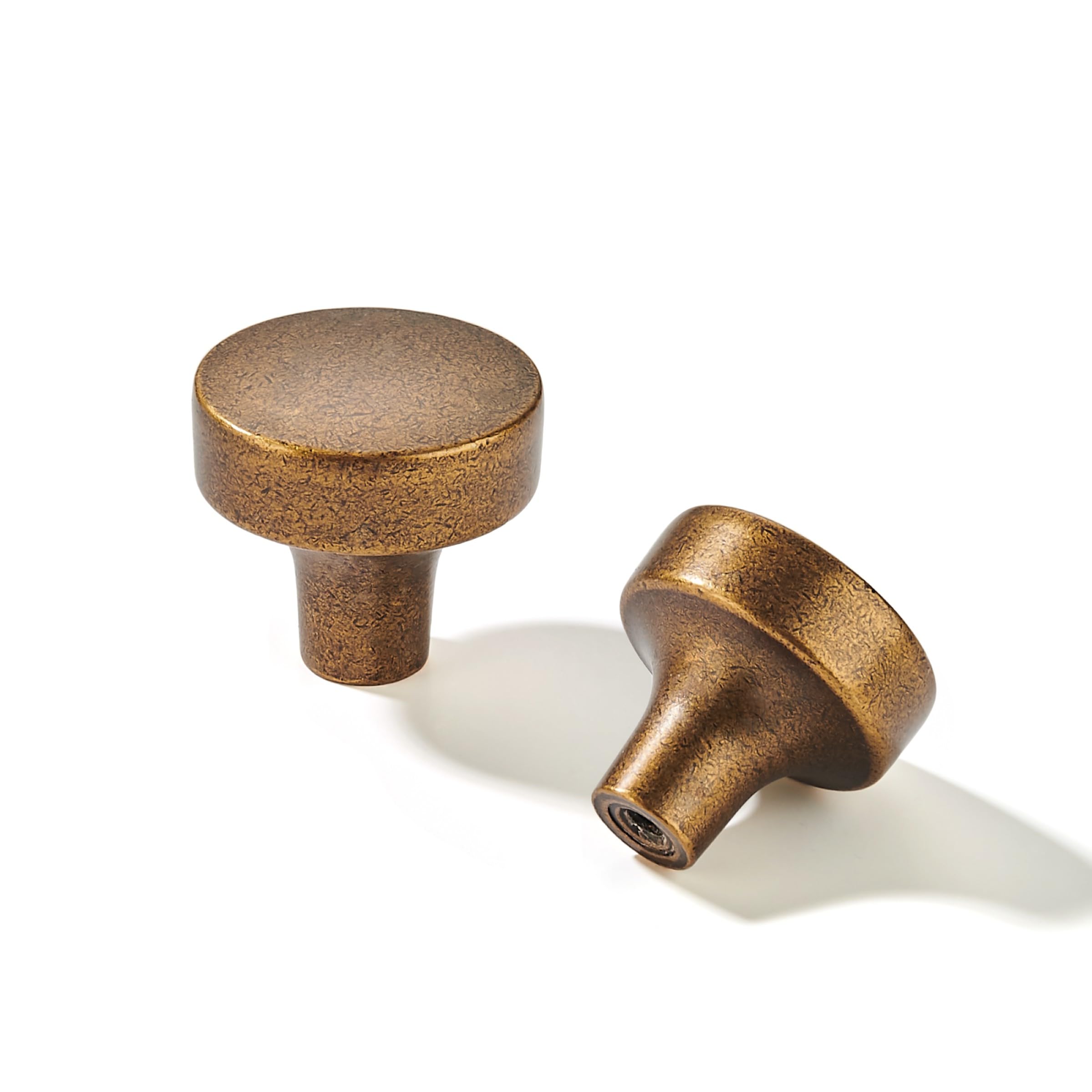 KHTUMEWARE-436 Round Knob, Antique Brass, DIA 1-1/4 in (32 mm), 2-Pack in Antique Brass — KHTUMEWARE