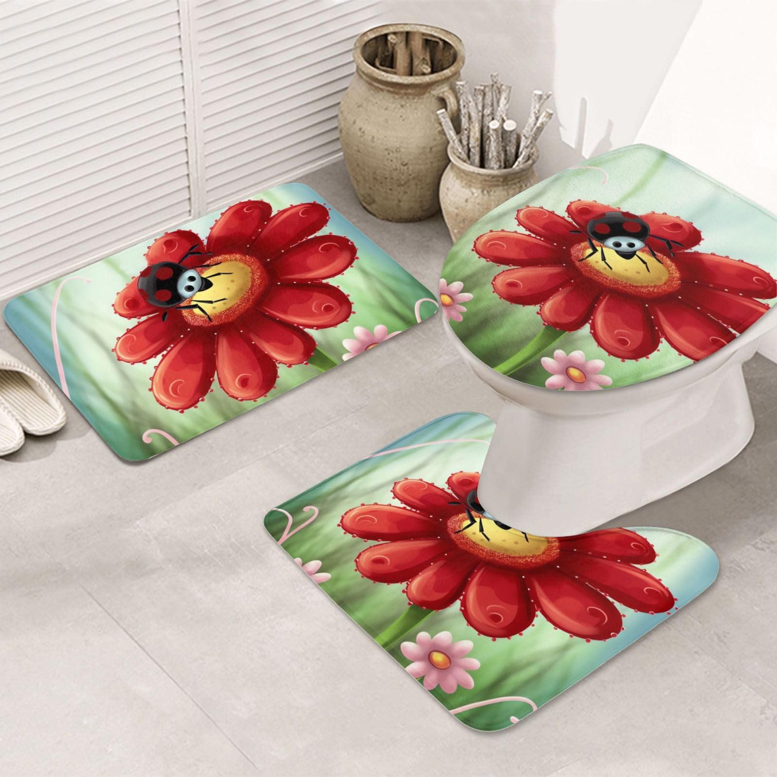 Tapis de bain anti glisse et set de toilette microfibre contre sol mouillé