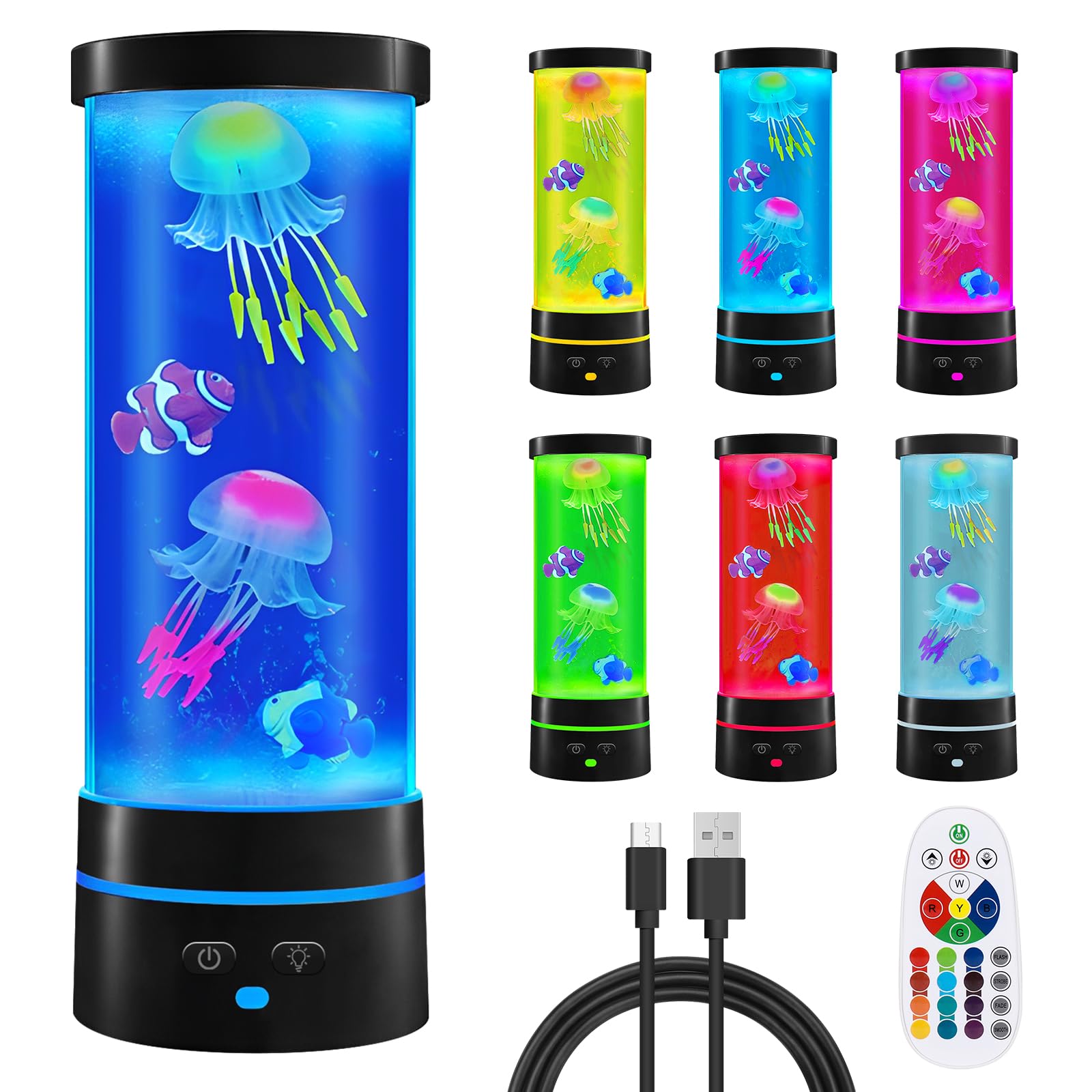 Lámpara de Lava de Medusas, Ambesty 17 Colores Jellyfish Lava Lamp, Lámpara LED de Lava Medusas, Luces de Estado de ánimo con Mando a Distancia, para Dormitorio de Niños Regalo de Cumpleaños de Navida