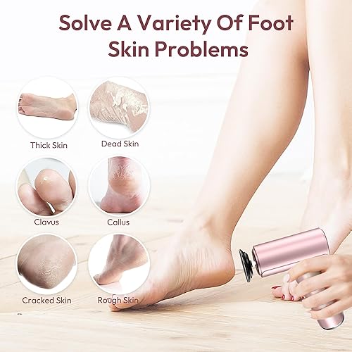 Miniatura 7 de Removedor eléctrico de callos para pies, 2 en 1, removedor eléctrico recargable de callos para pies, herramientas de pedicura con 70 piezas de