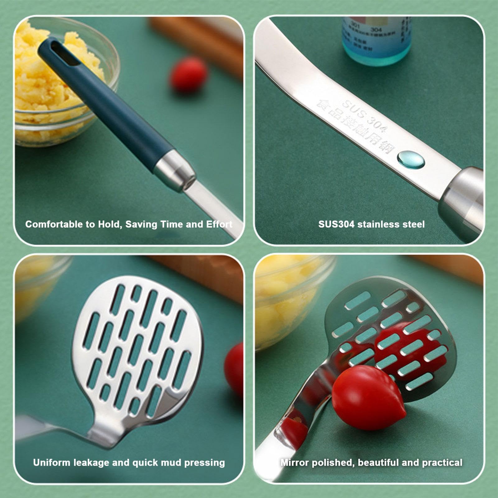 10 Kartoffelstampfer | Edelstahl-Drahtstampfer | Robuster Lebensmittelstampfer, Metall-Kartoffelstampfer, Küchenwerkzeug für Avocado, Kartoffelpüree, Fleisch, Bohnen