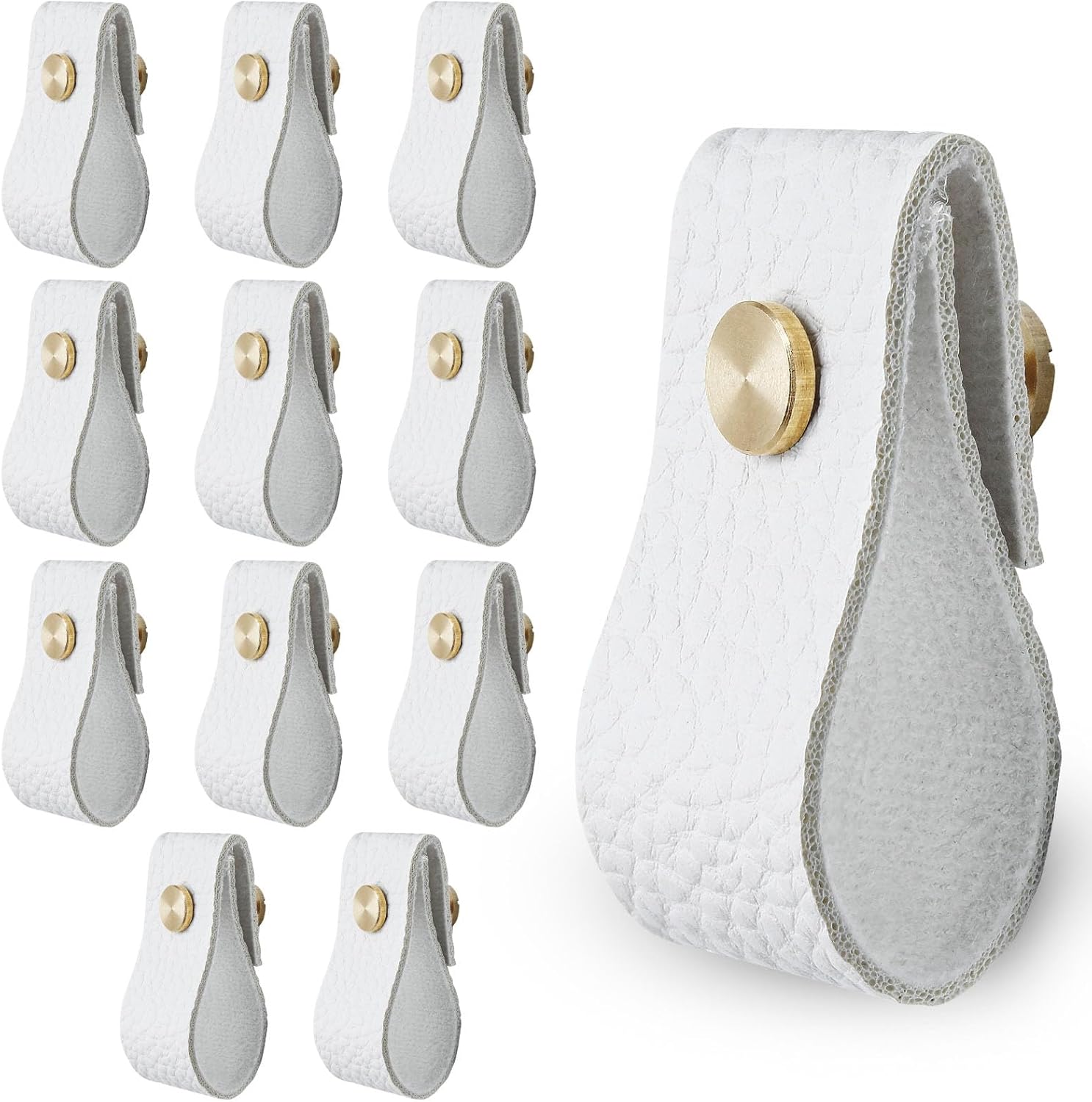 PHITUODA Leather Desk Drawer Pulls and Knobs Set of 12 Drawer Pulls