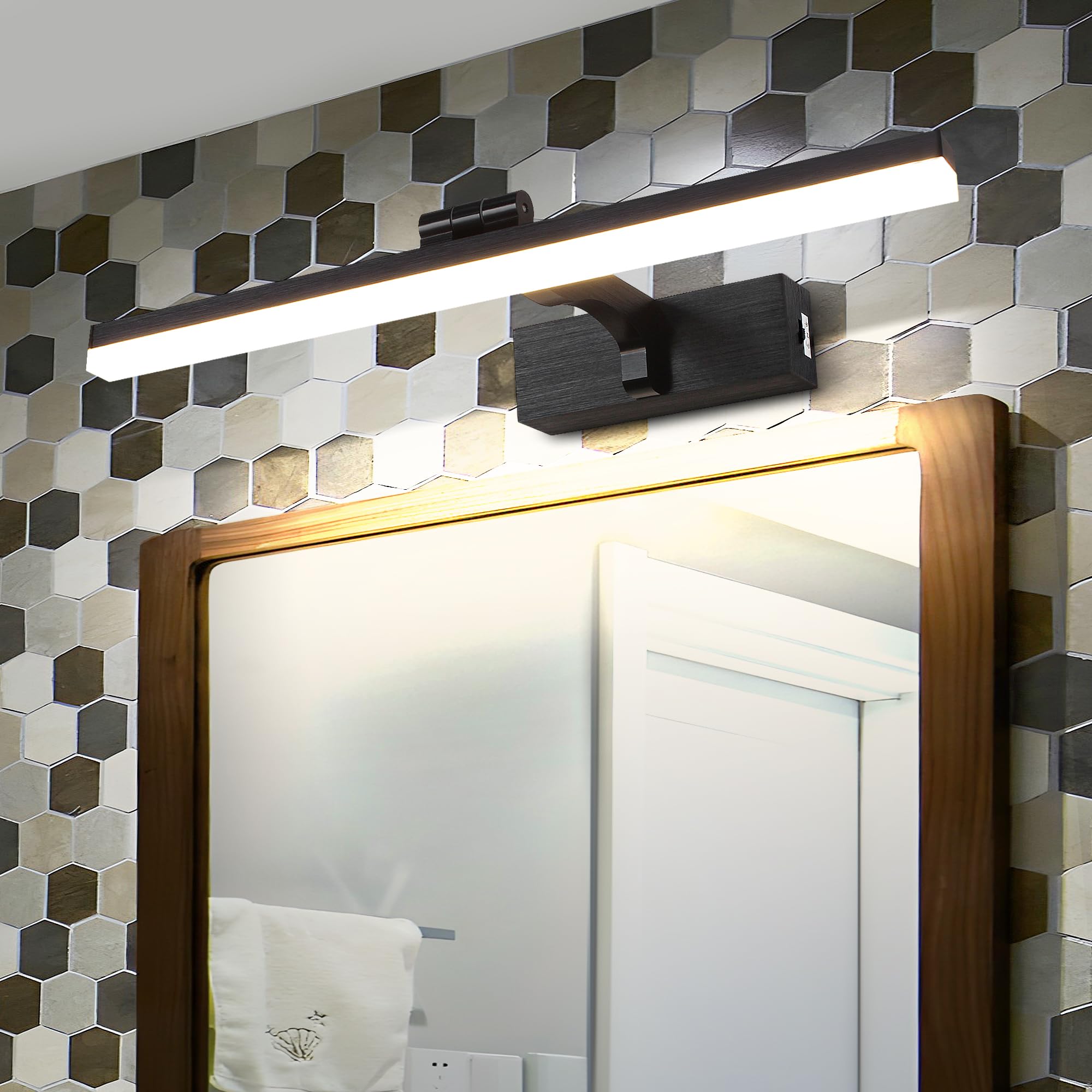 MantoLite badezimmer wandleuchte 8 W 40 cm LED-Spiegelleuchte Schwarz Dimmbar Bilderleuchte Leseleuchte Wandlampe 3000 K/4500 K/6000 K Geeignet für Innenbeleuchtung