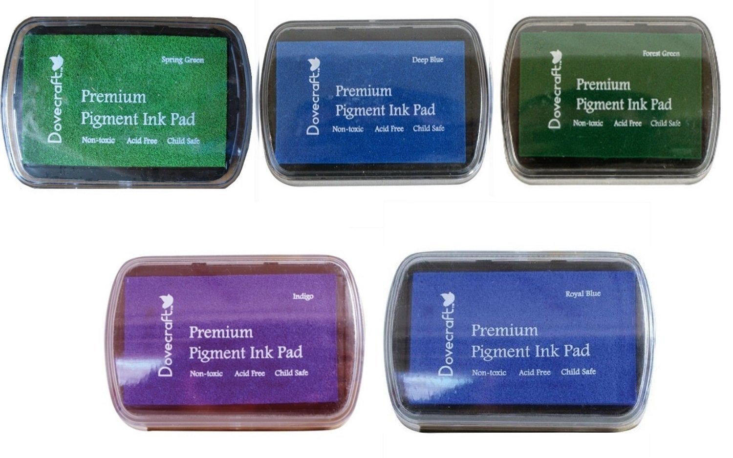 Blue Set Of 5 Dovecraft Pigment Ink Pads Rubber Stamping S And Greens