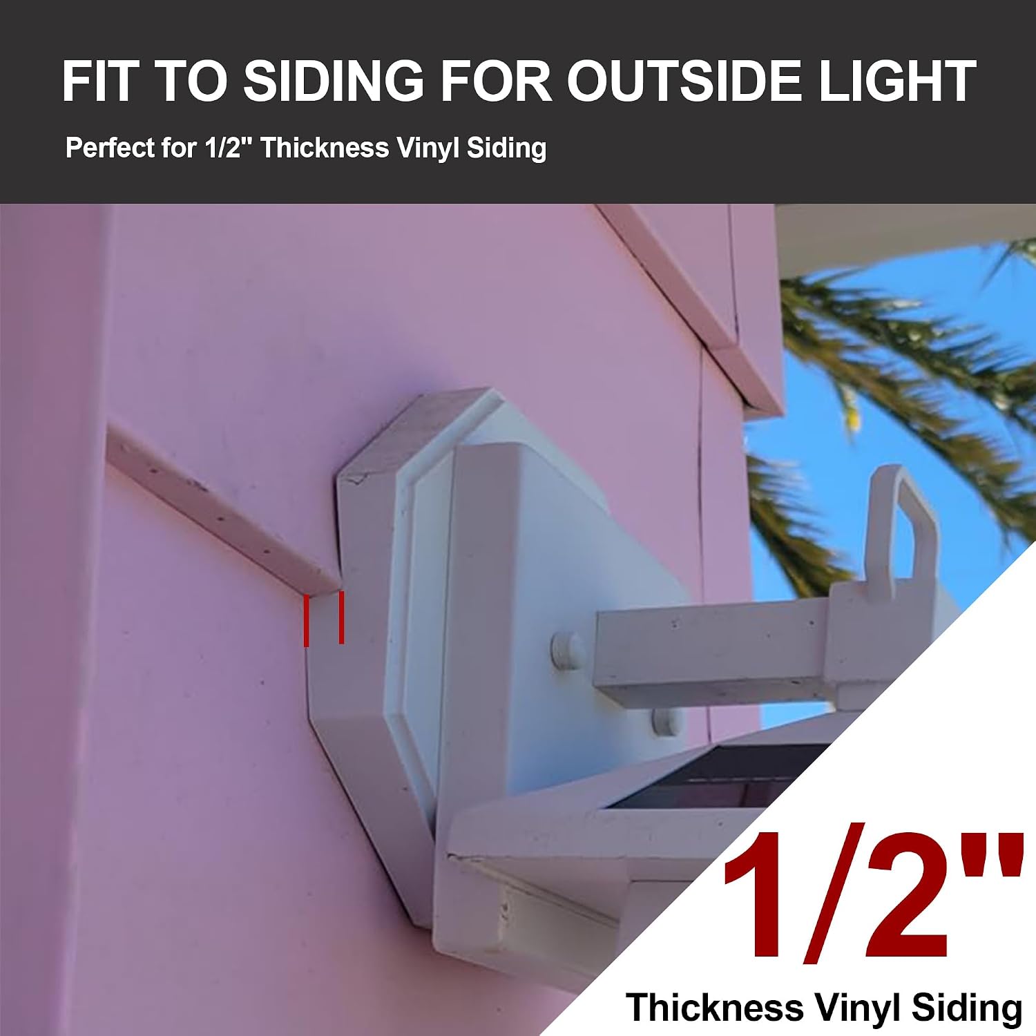 2 Pack Vinyl Siding Light Mounting Block, 1/2 Inch Lap Vinyl Siding Hooks for Hanging Outdoor, Vertical Mounting Block for Light Lamp Repair Kit, White