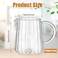 Vista 2 de Leinuosen 2 piezas Jarra pequeña de crema de vidrio con pico Jarra de espuma de leche Jarra de vidrio elegante para café, té y crema de leche Jarra