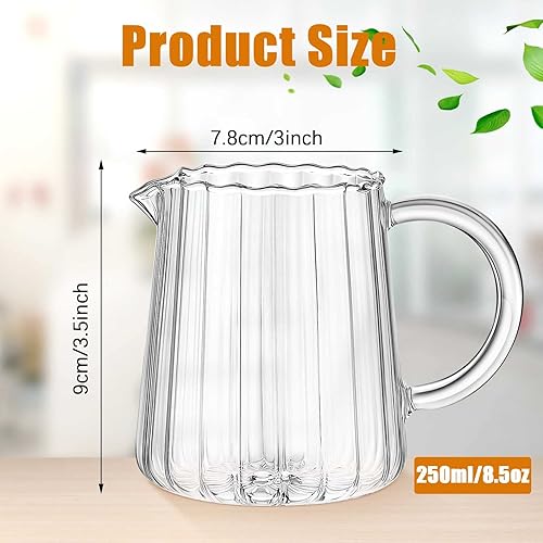 Miniatura 2 de Leinuosen Jarra de vidrio de 2 piezas de forma elegante jarra de crema de vidrio jarra de té de vidrio jarra de crema de leche jarra creativa de