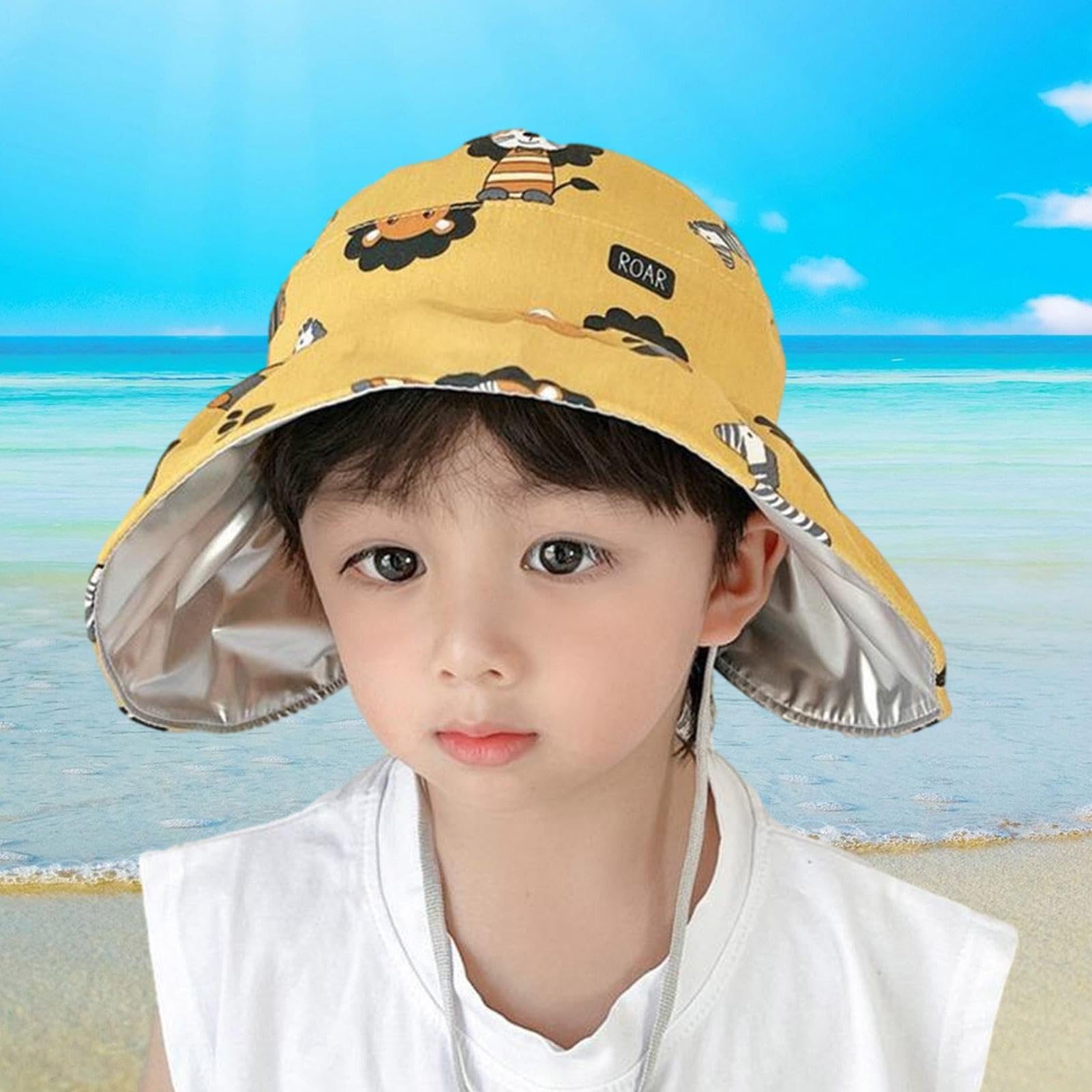 Cappello Sole Bambini Con Tesa Larga - Protezione UPF 50+ - Regolabile - Ideale Per Spiaggia E Piscina - Foto 12
