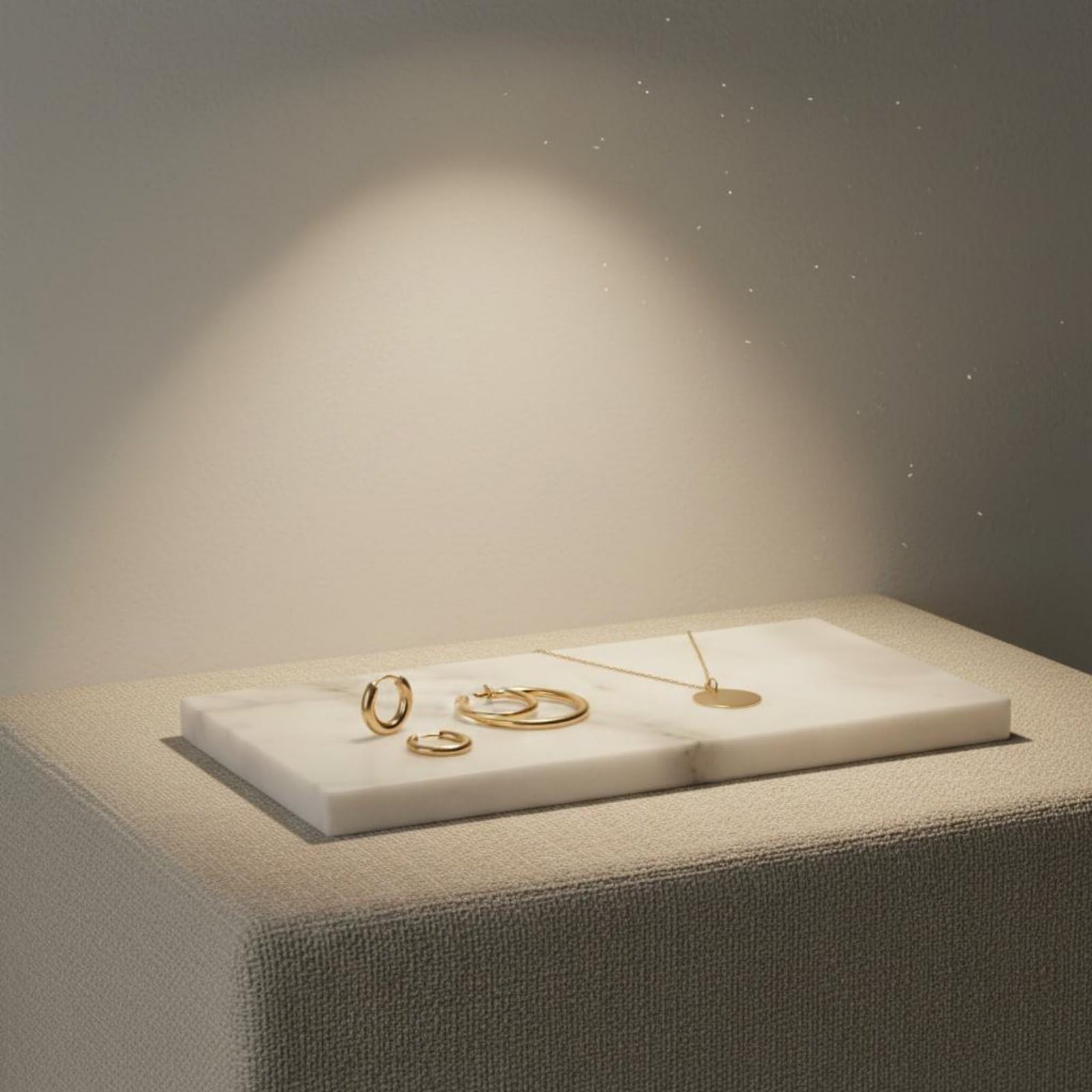 Soporte para Joyas Organizador Expositor Colgador Bandeja de Joyas Aire Nórdico con Material de Mármol Orden Elegante y, Grande, Bloque Rectangular De Mármol Blanco