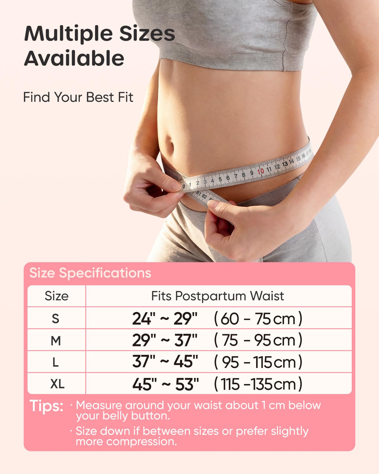 Nuliie Postpartum Bauchwickel mit V-förmiger Kreuzunterstützung, Atmungsaktiver Bauchbinder nach Kaiserschnitt oder vaginaler Geburt, Verstellbarer Bauchbinder, Postpartale Must-Haves Mütter,Pink M