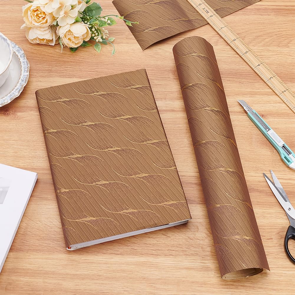 BENECREAT 120x40 cm Tissu de Reliure de Livre, Surface en Tissu de Couverture de Livre avec Dos Adhésif, Tissu de Livre en Verge D'Or pour la Protection du Livre, Artisanat Bricolage Scrapbooking