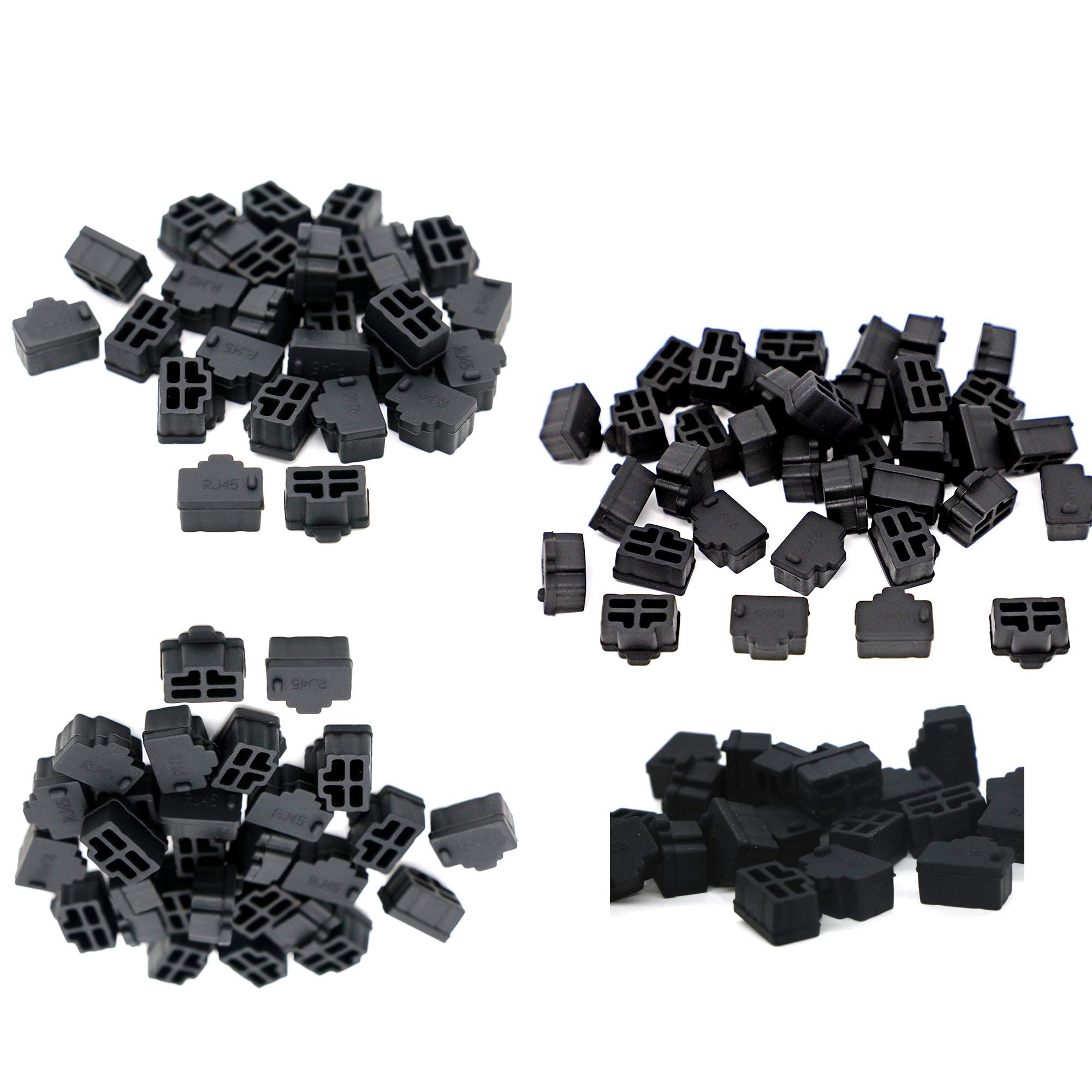 100 Tappi Antipolvere RJ45 Femmina In Silicone + 10 Spazzole - Protezione Per Porte Ethernet, Cat6, Switch, PC