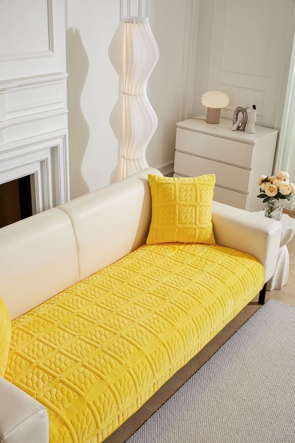 HOMETHREADS Innovative Premium Velvet Sofa Cover Mat with PVC Backing for Non-Slip Comfort | Pack of 1 (Yellow_Stone, 5 Seater | 70x230cm) (B0DCSSGTPH) Amazon Price History, Amazon Price Tracker